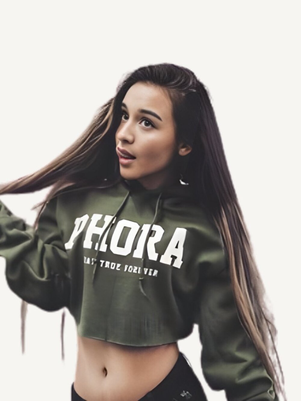 NWT Yours Truly by Phora Cropped Hoodie Green Logo Womens Medium